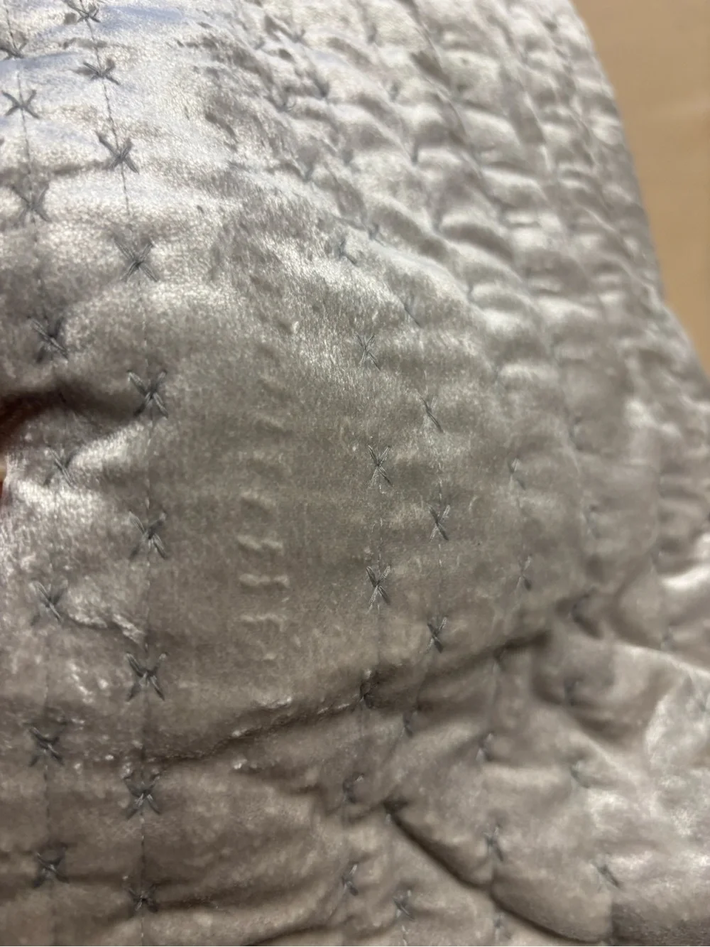 NEW Hotel Collection Quilted Standard Pillow Sham Silver Velvet Set of 1 READ